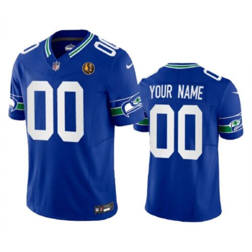 68618ae8efbd5_1 Men's Seattle Seahawks Active Player Custom Royal 2023 F.U.S.E. Throwback With John Madden Patch Vapor Limited Stitched Football Jersey