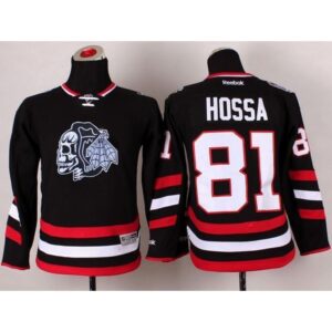 68618af01786a_1 Blackhawks #81 Marian Hossa Black(White Skull) 2014 Stadium Series Stitched Youth NHL Jersey
