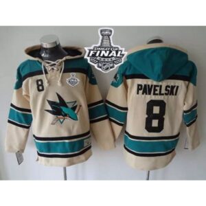 68618b0ad3cf1_1 Sharks #8 Joe Pavelski Cream Sawyer Hooded Sweatshirt 2016 Stanley Cup Final Patch Stitched NHL Jersey