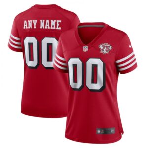 68618b1f7340b_1 Women's San Francisco 49ers Customized 2021 Red With 75th Anniversary Limited Stitched NFL Game Jersey