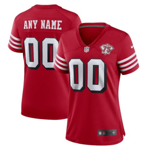 68618b1f7340b_1 Women's San Francisco 49ers Customized 2021 Red With 75th Anniversary Limited Stitched NFL Game Jersey