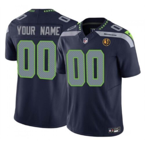 68618b4fa9f00_1 Men's Seattle Seahawks Active Player Custom Navy 2023 F.U.S.E. With John Madden Patch Vapor Limited Stitched Football Jersey