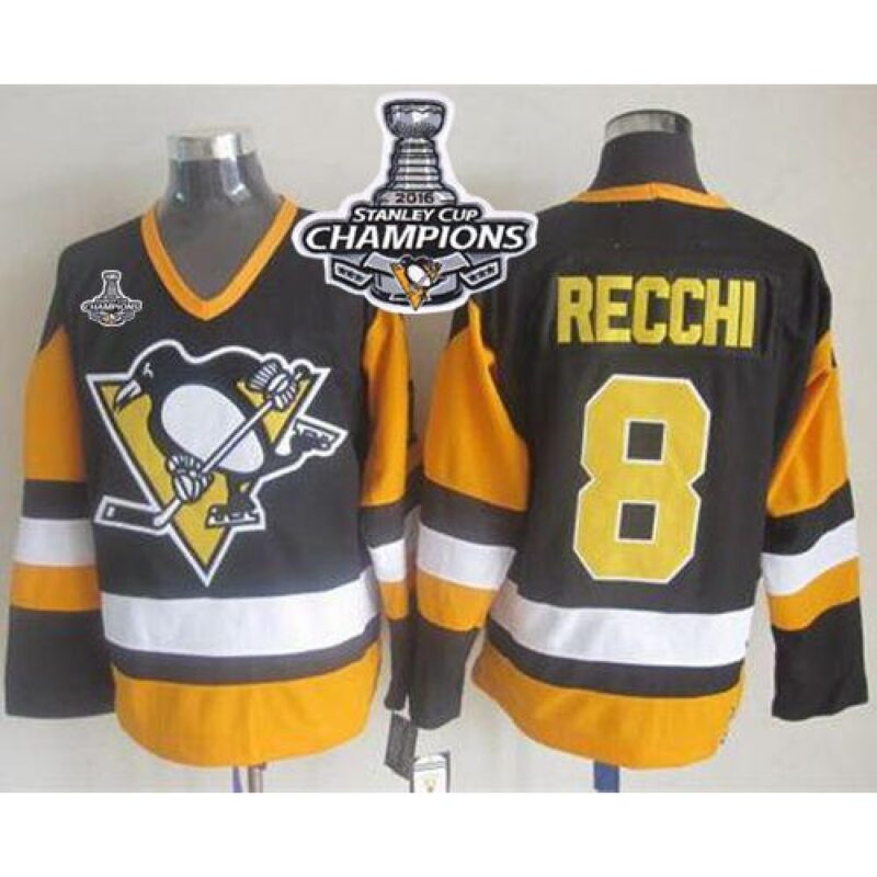 68618b9655b7b_1 Penguins #8 Mark Recchi Black CCM Throwback 2016 Stanley Cup Champions Stitched NHL Jersey