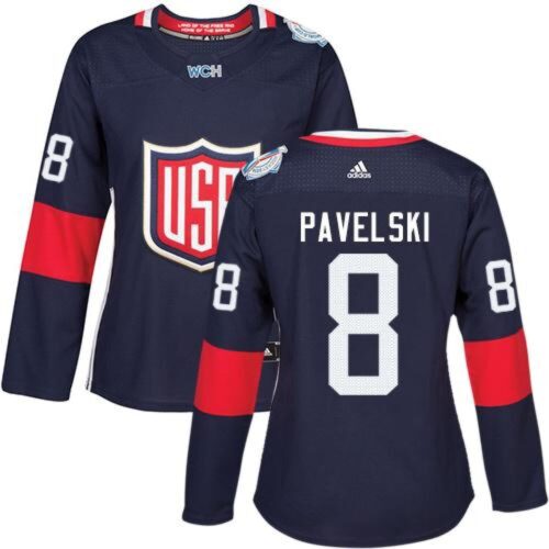 68618bf270e29_1 Team USA #8 Joe Pavelski Navy Blue 2016 World Cup Women's Stitched NHL Jersey