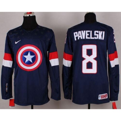 68618bfab334e_1 Olympic Team USA #8 Joe Pavelski Navy Blue Captain America Fashion Stitched NHL Jersey