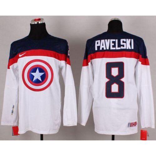 68618c004eddd_1 Olympic Team USA #8 Joe Pavelski White Captain America Fashion Stitched NHL Jersey