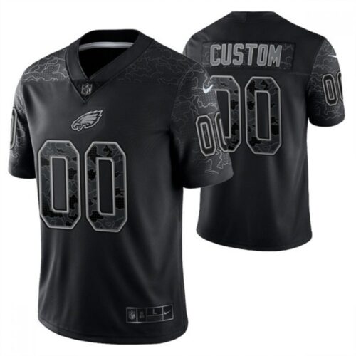 68618c4e8f567_1 Men's Philadelphia Eagles Customized Black Reflective Limited Stitched Jersey