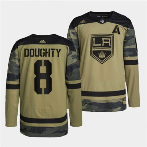 68618c4faec26_1 Men's Los Angeles Kings #8 Drew Doughty 2022 Camo Military Appreciation Night Stitched Jersey