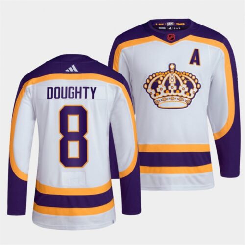 68618c585c6da_1 Men's Los Angeles Kings #8 Drew Doughty White 2022 Reverse Retro Stitched Jersey
