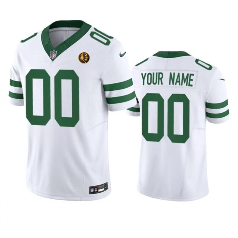 68618c76c837f_1 Men's New York Jets Active Player Custom White 2023 F.U.S.E. Throwback With John Madden Patch Vapor Limited Stitched Football Jersey