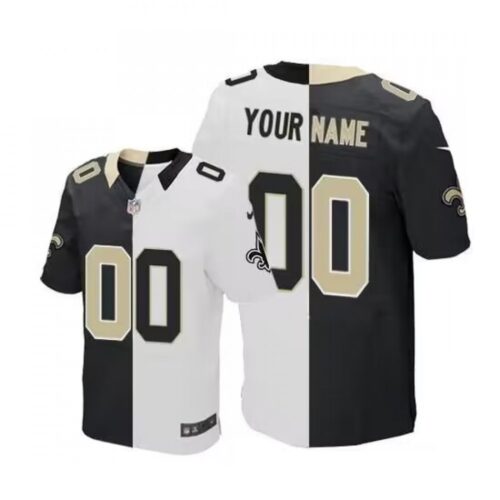 68618cbfee449_1 Men's New Orleans Saints Customized White Black Split Stitched Jersey