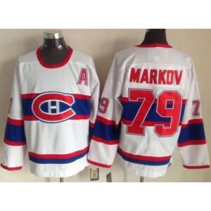 68618d423c84b_1 Canadiens #79 Andrei Markov White CCM Throwback Stitched NHL Jersey