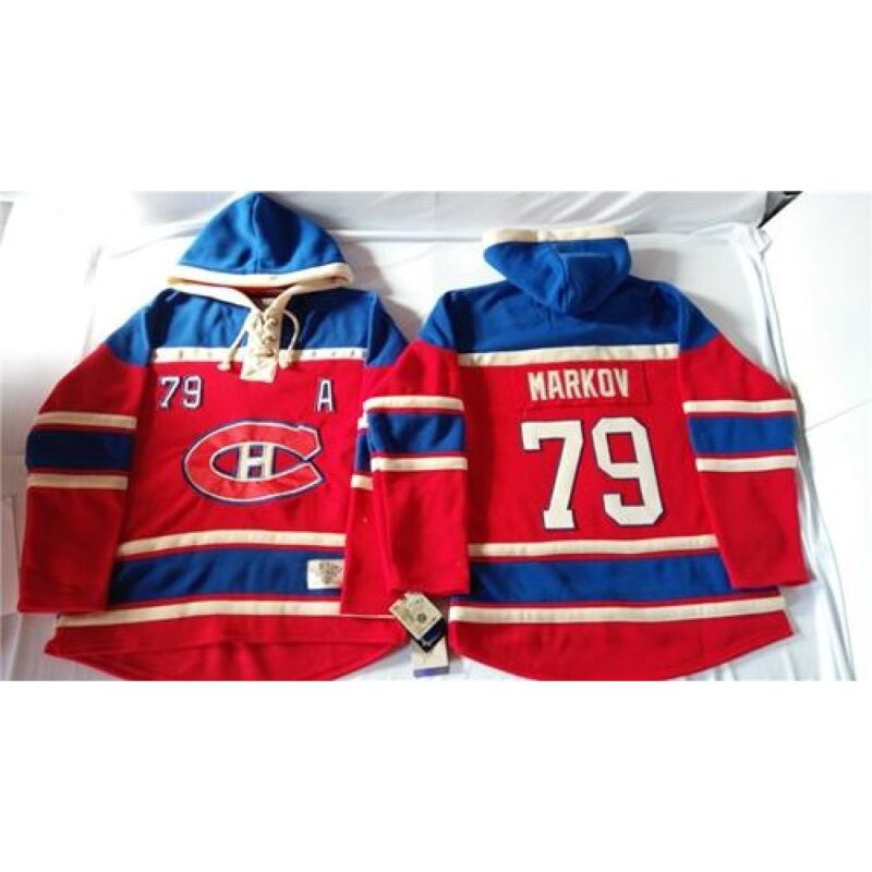 68618d47ba494_1 Canadiens #79 Andrei Markov Red Sawyer Hooded Sweatshirt Stitched NHL Jersey