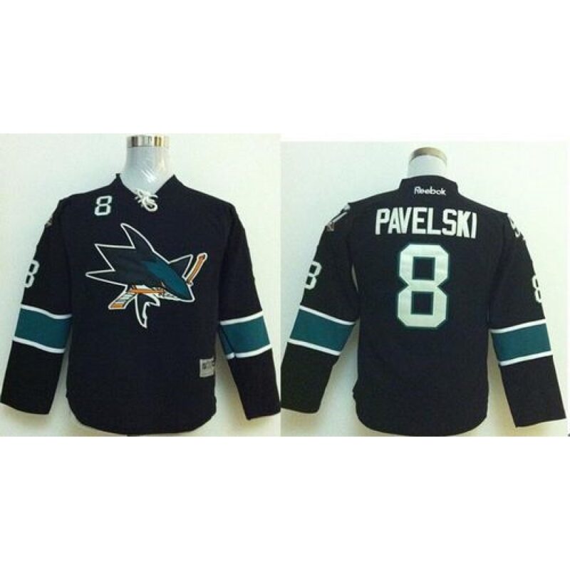 68618d5f16e95_1 Sharks #8 Joe Pavelski Black Stitched Youth NHL Jersey
