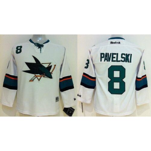 68618d6448e42_1 Sharks #8 Joe Pavelski White Stitched Youth NHL Jersey