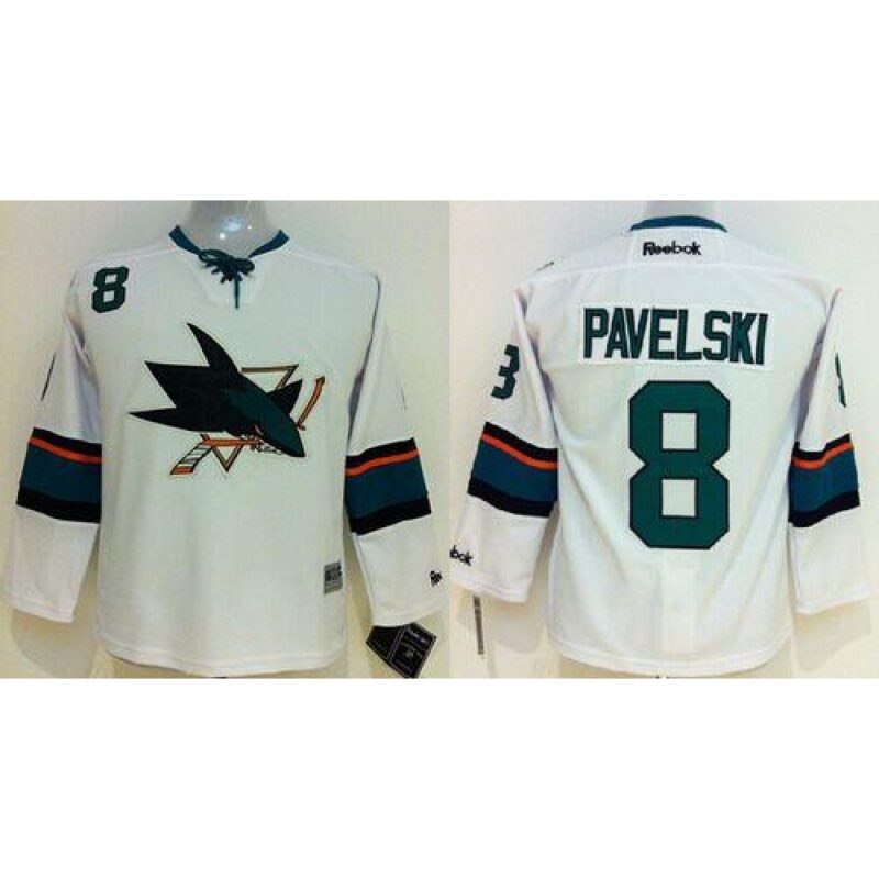 68618d6448e42_1 Sharks #8 Joe Pavelski White Stitched Youth NHL Jersey