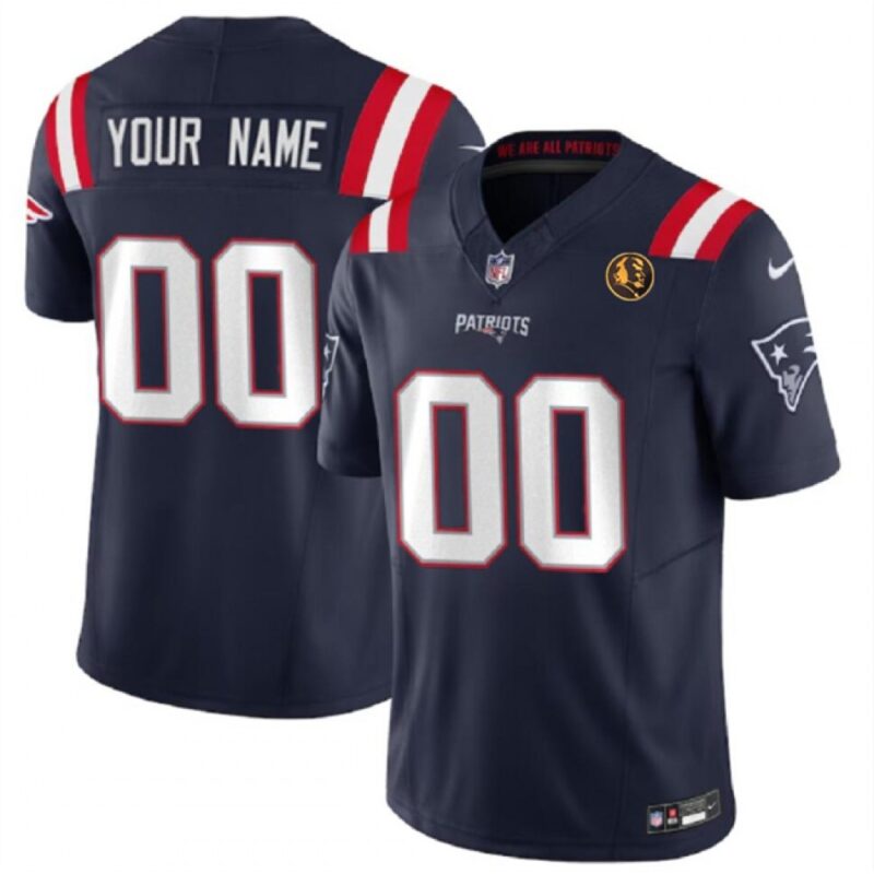 68618d6d5e55f_1 Men's New England Patriots Active Player Custom Navy 2023 F.U.S.E. With John Madden Patch Vapor Limited Stitched Football Jersey