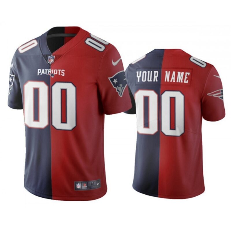 68618d7822280_1 Men's New England Patriots Customized Navy Red Split Two Tone Limited Stitched Jersey