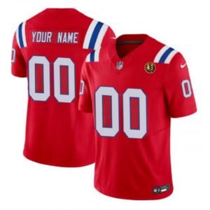 68618d85266fc_1 Men's New England Patriots Active Player Custom Red 2023 F.U.S.E. With John Madden Patch Vapor Limited Stitched Football Jersey