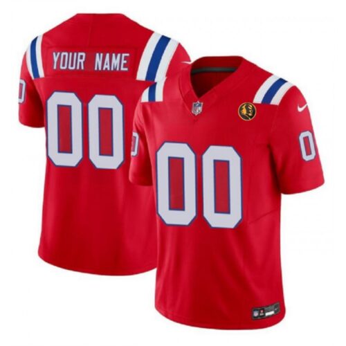 68618d85266fc_1 Men's New England Patriots Active Player Custom Red 2023 F.U.S.E. With John Madden Patch Vapor Limited Stitched Football Jersey