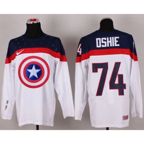 68618e88b86a7_1 Olympic Team USA #74 T. J. Oshie White Captain America Fashion Stitched NHL Jersey