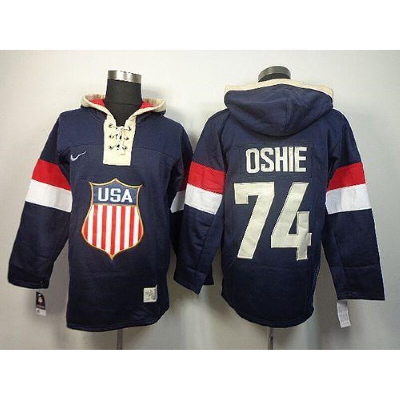 68618e8bbef2e_1 Team USA Olympics #74 T. J. Oshie Navy Blue Sawyer Hooded Sweatshirt Stitched NHL Jersey