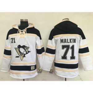 68618ec5856a0_1 Penguins #71 Evgeni Malkin White Sawyer Hooded Sweatshirt Stitched NHL Jersey