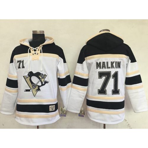 68618ec5856a0_1 Penguins #71 Evgeni Malkin White Sawyer Hooded Sweatshirt Stitched NHL Jersey