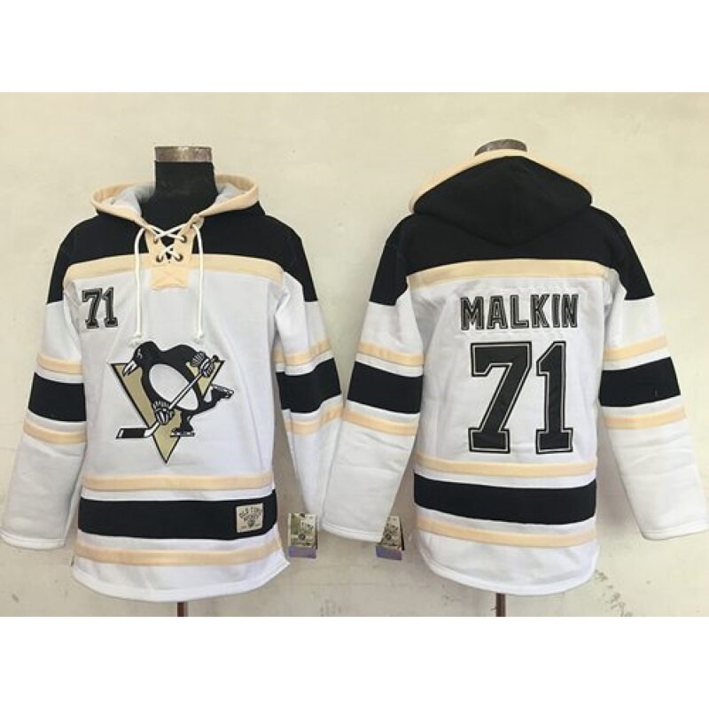 68618ec5856a0_1 Penguins #71 Evgeni Malkin White Sawyer Hooded Sweatshirt Stitched NHL Jersey