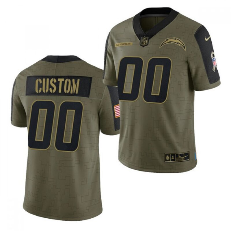 68618ec873f20_1 Men's Los Angeles Chargers ACTIVE PLAYER Custom 2021 Olive Salute To Service Limited Stitched Jersey