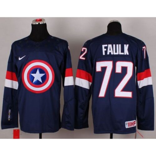 68618f1d1c38f_1 Olympic Team USA #72 Justin Faulk Navy Blue Captain America Fashion Stitched NHL Jersey