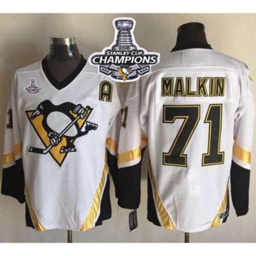 68618fddc1e92_1 Penguins #71 Evgeni Malkin White CCM Throwback 2016 Stanley Cup Champions Stitched NHL Jersey