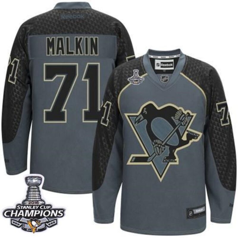 686190028891f_1 Penguins #71 Evgeni Malkin Charcoal Cross Check Fashion 2016 Stanley Cup Champions Stitched NHL Jersey