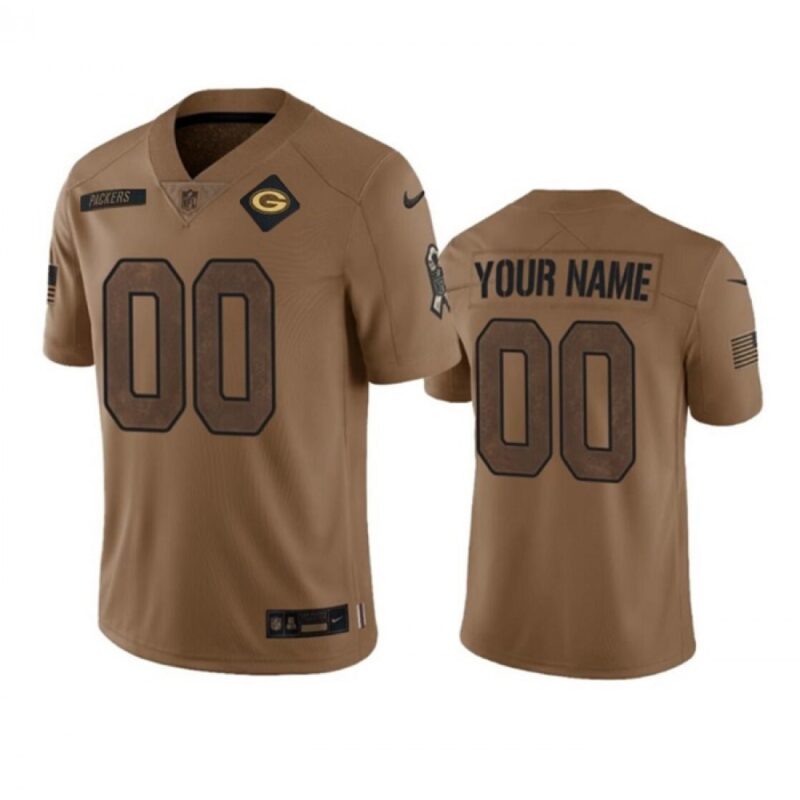 6861905e69187_1 Men's Green Bay Packers Active Player Custom Brown 2023 Salute To Service Limited Stitched Jersey
