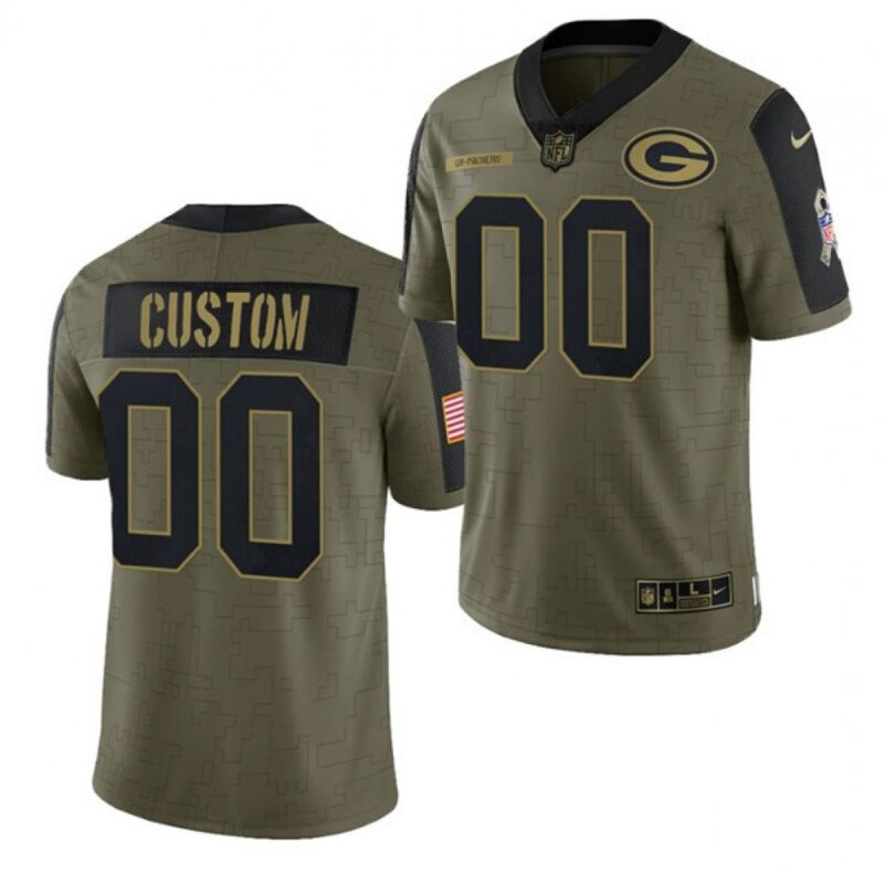 686190641ea9a_1 Men's Green Bay Packers ACTIVE PLAYER Custom 2021 Olive Salute To Service Limited Stitched Jersey