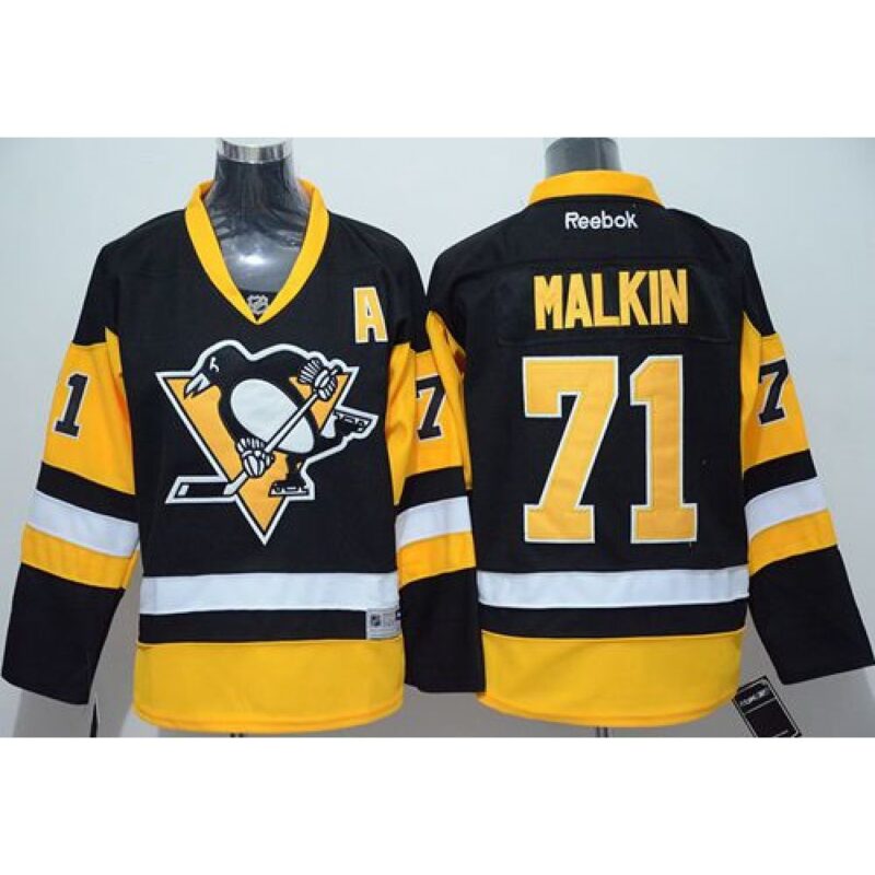 68619071e9c48_1 Penguins #71 Evgeni Malkin Black Alternate Stitched Youth NHL Jersey