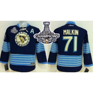6861907831969_1 Penguins #71 Evgeni Malkin 2011 Winter Classic Vintage Dark Blue 2016 Stanley Cup Champions Stitched Youth NHL Jersey