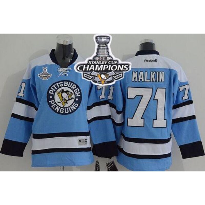 6861907b54379_1 Penguins #71 Evgeni Malkin Blue 2016 Stanley Cup Champions Stitched Youth NHL Jersey