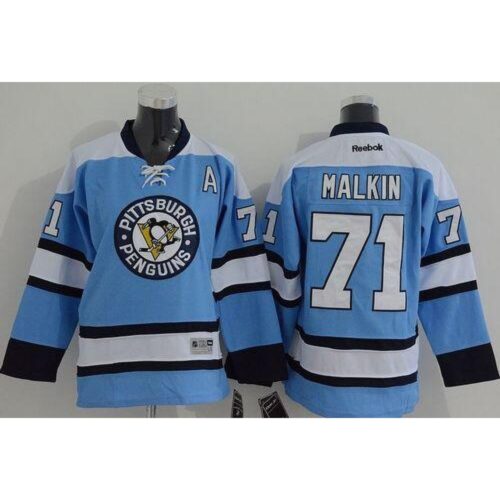 68619081a28ef_1 Penguins #71 Evgeni Malkin Blue Stitched Youth NHL Jersey