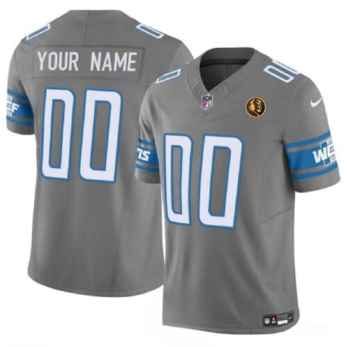 686191196c49e_1 Men's Detroit Lions Active Player Custom Gray 2023 F.U.S.E. With John Madden Patch Vapor Limited Stitched Football Jersey