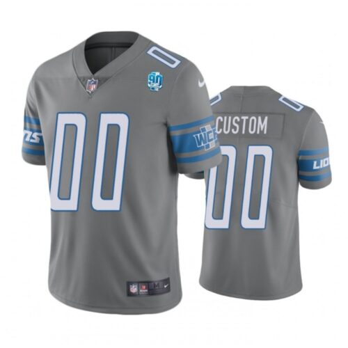 686191244ff6a_1 Men's Detroit Lions Active Player Custom Grey 90th Anniversary Vapor Untouchable Limited Stitched Jersey