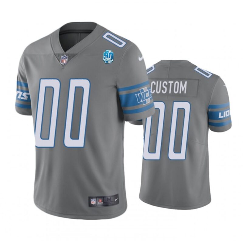 686191244ff6a_1 Men's Detroit Lions Active Player Custom Grey 90th Anniversary Vapor Untouchable Limited Stitched Jersey