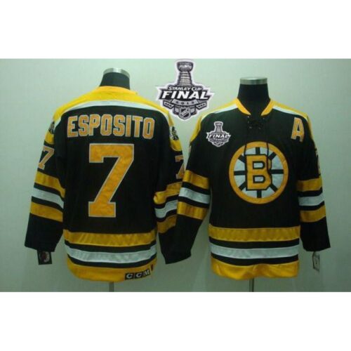 68619124ab633_1 Bruins Stanley Cup Finals Patch #7 Phil Esposito Stitched Black CCM Throwback NHL Jersey