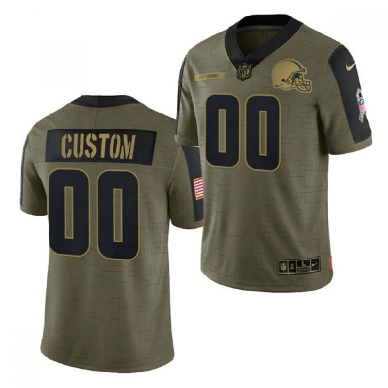 686191e22e959_1 Men's Cleveland Browns Customized 2021 Olive Salute To Service Limited Stitched Jersey