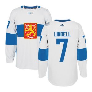 Team Finland #7 Esa Lindell White 2016 World Cup Stitched NHL Jersey