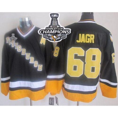 686191ff8a09b_1 Penguins #68 Jaromir Jagr Black/Yellow CCM Throwback 2016 Stanley Cup Champions Stitched NHL Jersey