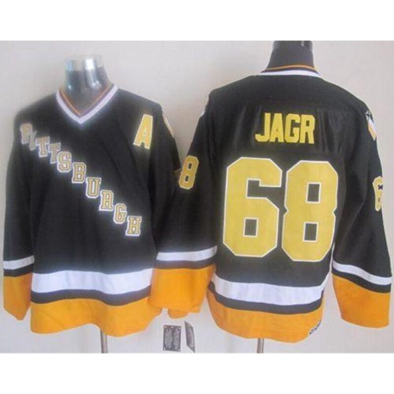 686192027a364_1 Penguins #68 Jaromir Jagr Black/Yellow CCM Throwback Stitched NHL Jersey