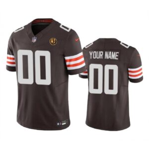 68619205cf3db_1 Men's Cleveland Browns Active Player Custom Brown 2023 F.U.S.E. With John Madden Patch Vapor Limited Stitched Football Jersey