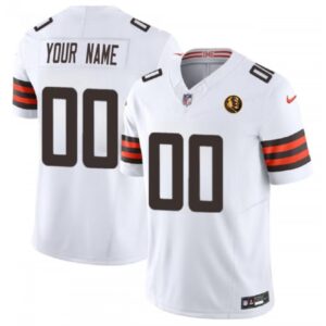 68619208dc6ae_1 Men's Cleveland Browns Active Player Custom White 2023 F.U.S.E. With John Madden Patch Vapor Limited Stitched Football Jersey