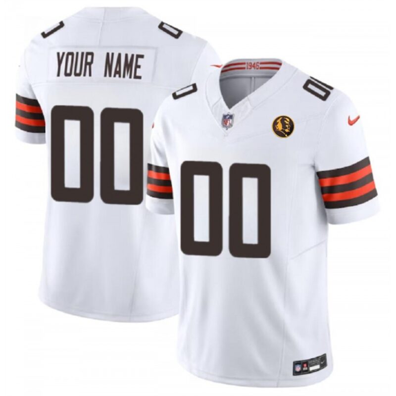 68619208dc6ae_1 Men's Cleveland Browns Active Player Custom White 2023 F.U.S.E. With John Madden Patch Vapor Limited Stitched Football Jersey